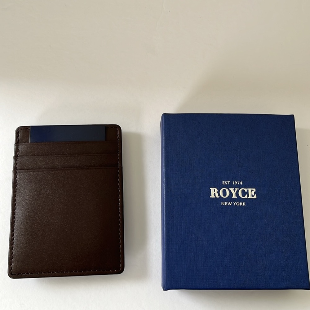 ROYCE New York Magnetic Money Clip Wallet Brown